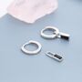 Sterling Silver Black Baguette Cut Cz Huggie Hoop Earrings, thumbnail 8 of 12