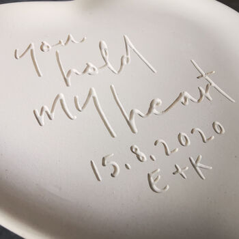 Engraved Pottery Message Heart Plate, 4 of 4