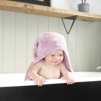 Personalised Hooded Baby Bath Towel Bunny Rabbit, 9 of 11