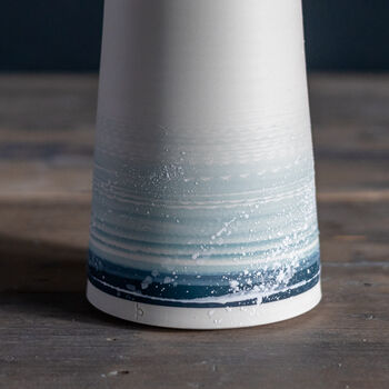 Handmade Conical Blue Seascape Vase, 3 of 3