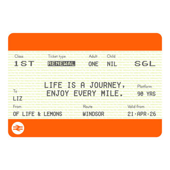 Personalised Train Ticket Birthday Print, 2 of 2