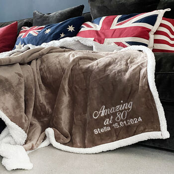 Personalised 80th Birthday Sherpa Blanket, 7 of 12