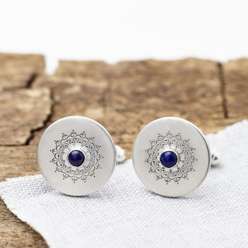 Personalised Sterling Silver And Lapis Cufflinks, 2 of 5