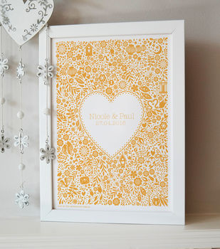 Personalised Floral Heart Wedding Print, 2 of 9