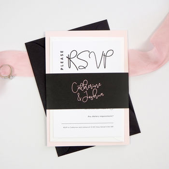 Lexi Black And Blush Wedding Invitations, 4 of 4