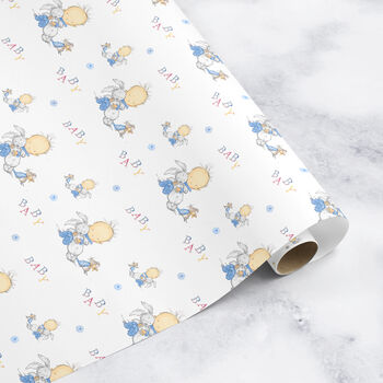 New Baby Boys Blue Wrapping Paper, Roll Or Folded, 2 of 4
