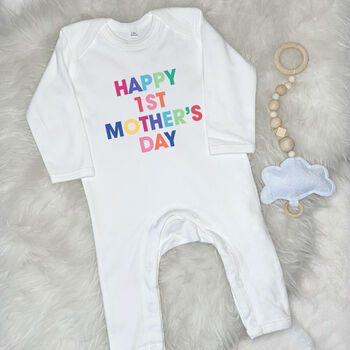 Happy 1st Mother's Day Bright Babygrow, 2 of 3