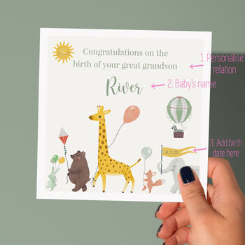 Personalised New Baby Card Any Relation Pink/Blue/Green, 5 of 8