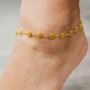 Turquoise Sun Flower Summer Floral Charm Anklet, thumbnail 3 of 7
