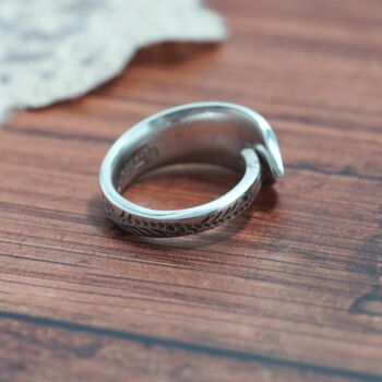Floral Engraved Vintage Spoon Ring, 4 of 5