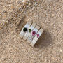 Pink Or Green Tourmaline October Birthstone Ring In Textured Sterling Silver, thumbnail 1 of 12