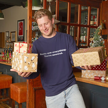 Santa Saw Everything Men's Christmas Sweatshirt, 3 of 6