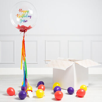Personalised Rainbow Tassel Bubble Balloon, 3 of 3