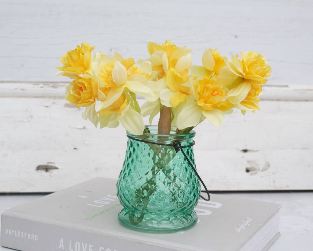 faux daffodils in glass vase by abigail bryans designs ...