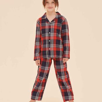 Red Tartan Cotton Flannel Family Christmas Pyjamas, 3 of 8
