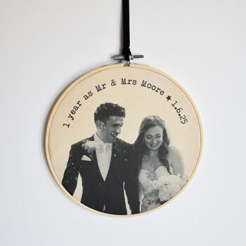 Personalised Mr And Mrs Wedding Anniversary Photo Hoop, 2 of 3