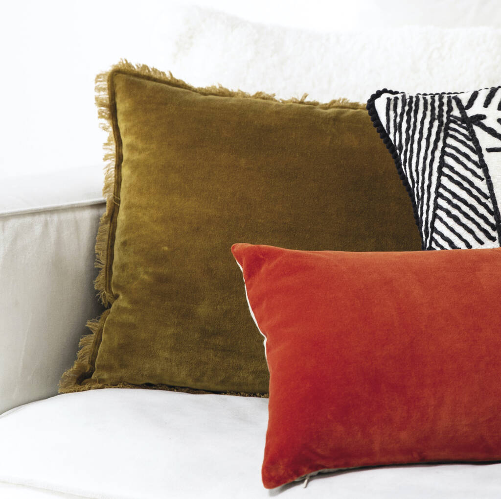Velvet Fringe Cushion By Idyll Home