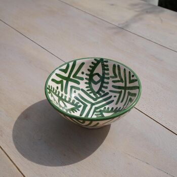 Moroccan Artisan Made Snack Bowl, Green, 2 of 2