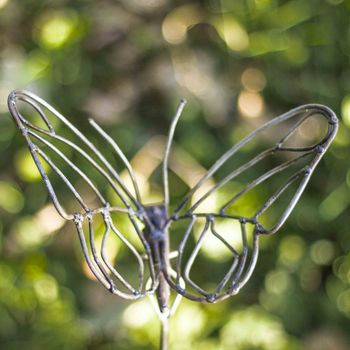 Lace Butterfly On Rod Recycled Metal Garden Sculpture, 2 of 2