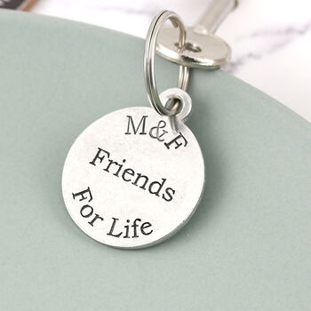Friendship Gift Personalised Round Pewter Keyring, 6 of 8