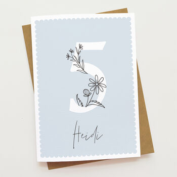 Floral Fifth Birthday Card, 3 of 7