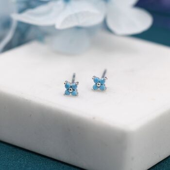 Tiny Hydrangea Flower Cz Stud Earrings, 7 of 11
