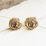 Pearl Birthstone Nest Gold Plated Silver Stud Earrings, thumbnail 1 of 6