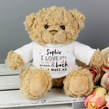 Personalised To The Moon And Back Valentine's Teddy Bear, 2 of 2