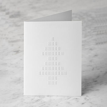 Braille Christmas Card | Christmas Tree | White, 2 of 2