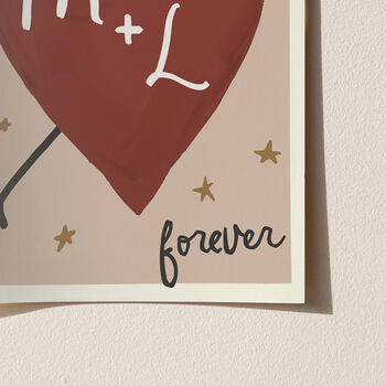 Personalised Forever Heart Couple's Initials Print, 3 of 11