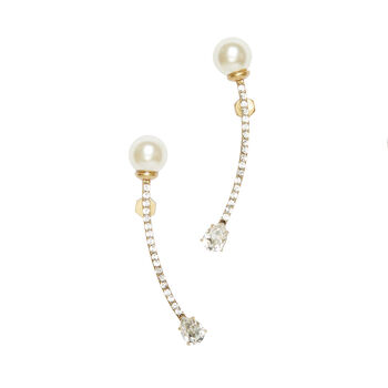 Bias Gold Plated Pearl Curved Earrings, 6 of 7