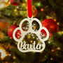 Personalised Paw Print Christmas Bauble: Wood Pet Memorial Ornament, thumbnail 1 of 5