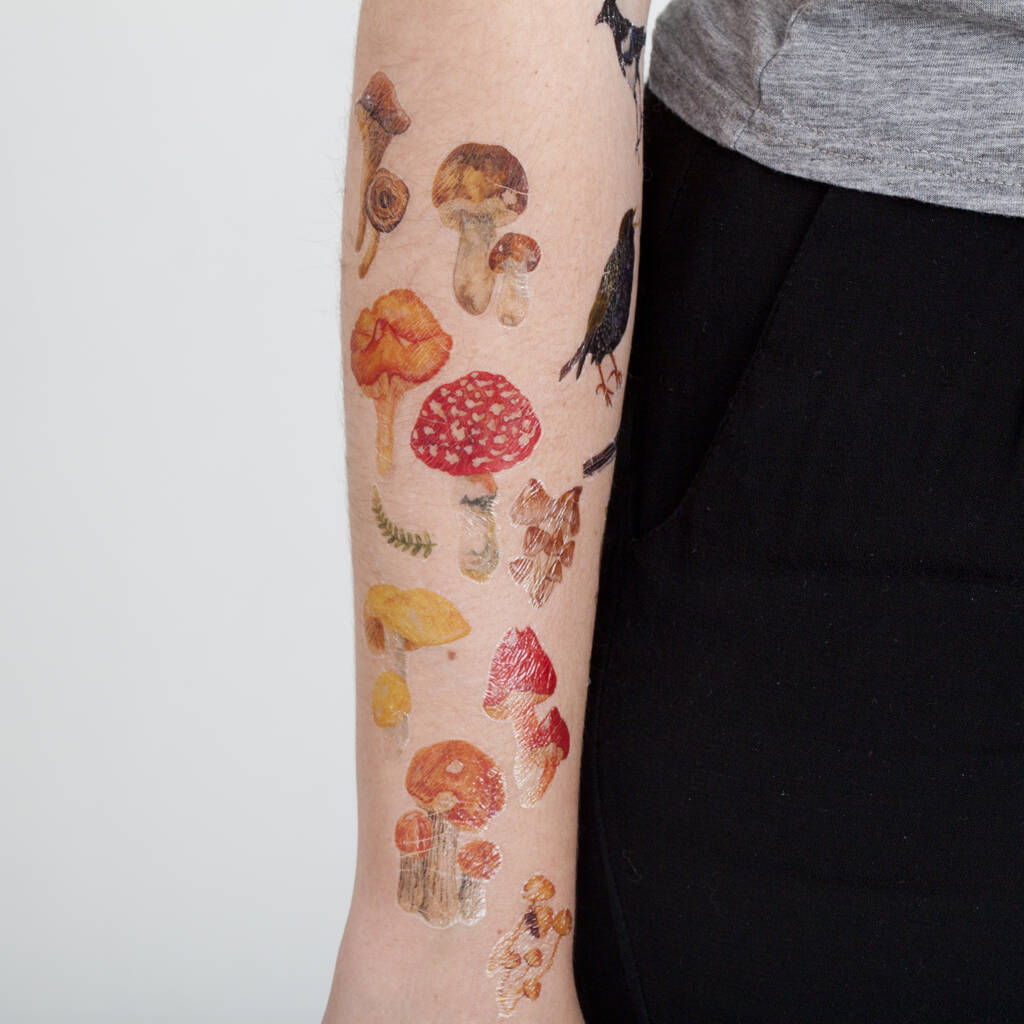 Mushroom And Toadstool Temporary Tattoo Pack By Little Paisley Designs |  