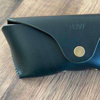 Personalised Racing Green Leather Glasses Case, 11 of 12