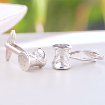 Personalised Second Anniversary Cotton Reel Cufflinks, 2 of 8