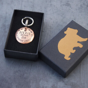 Personalised Copper Pet ID Tag With Bone And Paw Prints, 6 of 7