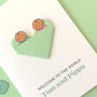 New Baby Twins Origami Heart Card, thumbnail 3 of 6