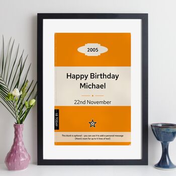 Personalised 21st Birthday Print 2005 Book Cover Gift, 7 of 12