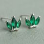 Emerald And Sterling Silver Crown Earrings, thumbnail 1 of 8