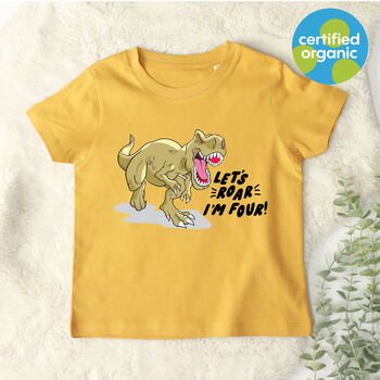 T Rex Birthday Kids T Shirt, 4 of 5