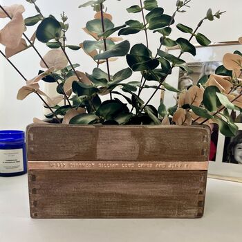 Personalised Wood And Copper Pot Planter, 6 of 7