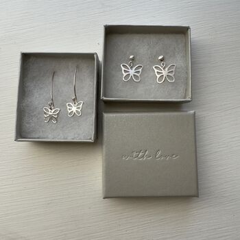 Butterfly Drop Earrings Limited Edition In Sterling Silver, 9 of 10