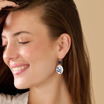 Blue And White Floral Handmade Clay Jewellery Set, 4 of 5