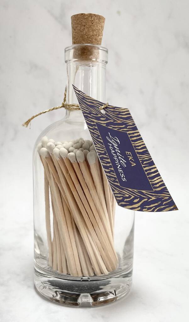 Luxury Long White Matches In Glass Jar By EKA Scents