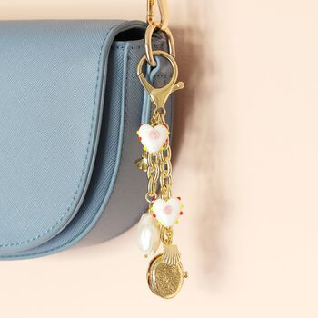 Pearl Heart And Shell Charm Keyring And Bag Charm, 4 of 4