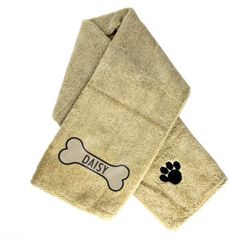 Personalised Bone Brown Microfiber Pet Towel, 4 of 6