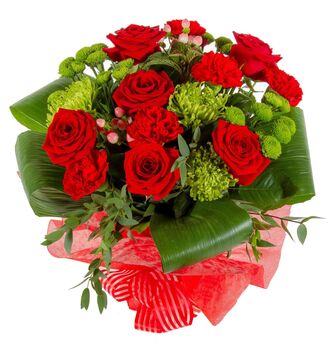 Red Roses And Blooms Hand Tied Flower Bouquet, 2 of 2