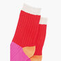 Glitter Mid Calf Ribbed Cotton Boot Socks Colour Block Red Pink, thumbnail 2 of 4