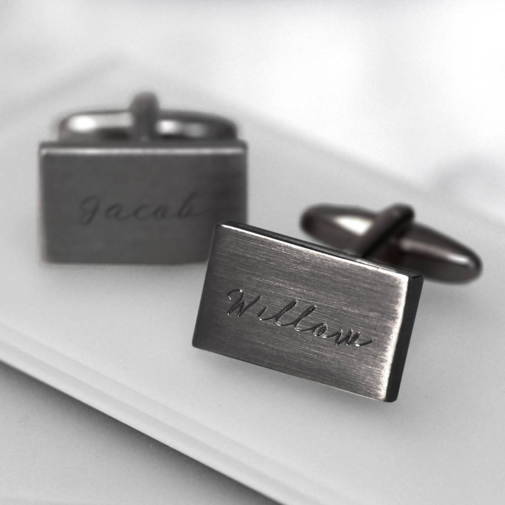 Personalised Rectangular Name Cufflinks By Joanna Emily
