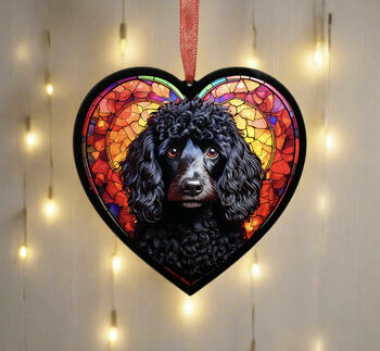 Poodle Stained Glass Effect Heart Suncatcher, 3 of 7